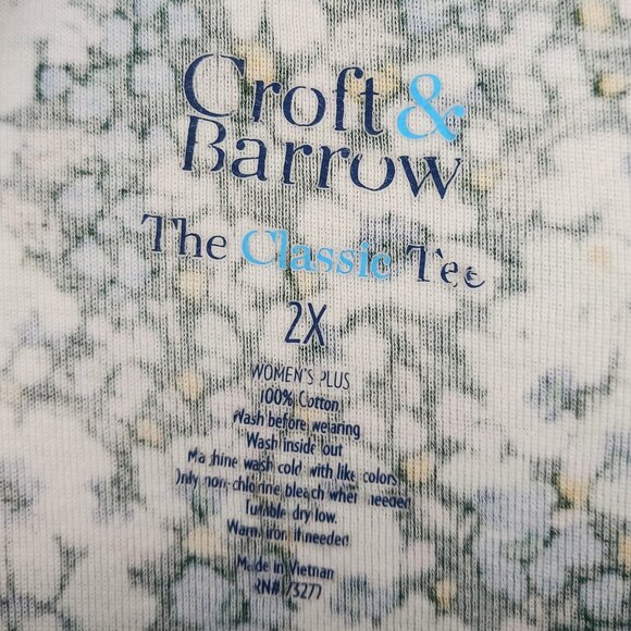 #72 3/$18 - Croft & Barrow Green/Blue Long Sleeve Top Size 2X - Picture 5 of 5